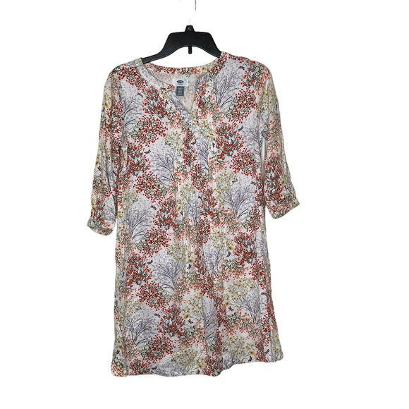 Old Navy Girl Size 14 Floral Dress Multicolor Longsleeve Nip Tuck Front Pullover - Picture 1 of 9